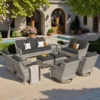 9 piece outdoor conversation set with swivel rocking chairs